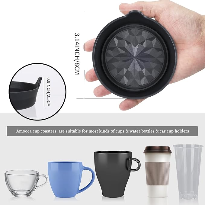 Car Cup Coaster Universal Automotive Waterproof Non-Slip Cup Holders Sift-Proof Spill Holder Car Interior Accessories 4 Pack Black Flower
