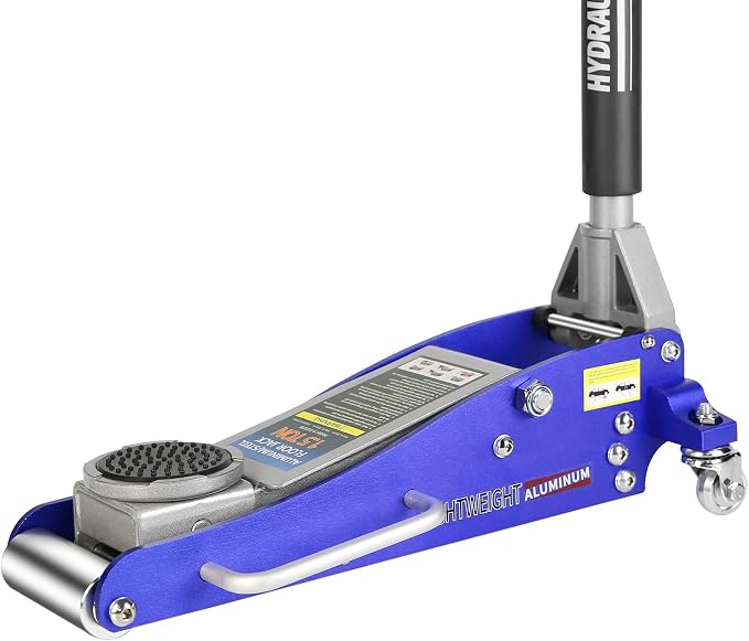 Floor Jack 1.5 Ton Hydraulic Low Profile Aluminum and Steel Car Jack, Lightweight Service Jack with Quick Lift Dual Pump, 3,000 lb Capacity, Lift Range 3.3"-18.5",Blue
