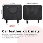 2 PCS Car Kick Mats, Leather Back Seat Protector with Storage Bag, Waterproof Automotive Backseat Cover Pad Prevent Kids Dirt Mud and Scratch, Interior Car Accessories(Black & Black)