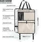 Beige Car Seat Organizer for Kids Backseat Kick Mat with Adjustable Strap Back of Seat Protector for SUV Vehicle Car 1 Pcs