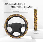 Elastic Car Steering Wheel Cover,Yellow Sunflowers Leopard Print Protector Upgrade Thicken,Anti Slip Soft Car Interior Decor for Diverse Cars Truck SUV for Men Women Universal 15 Inch