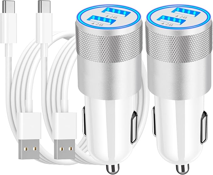 [Apple MFi Certified] iPhone 17 Car Charger, 2Pack 4.8A USB Power Cigarette Lighter USB-C Fast Car Charging + Type-C Cable for iPhone 17/17 Air/17 Pro/17 Pro Max/16/15/Galaxy S26/S25/Pixel