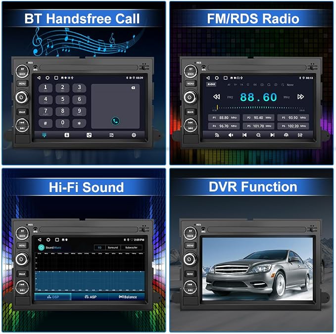 Android 13 Car Radio Compatible for Ford F150 F250 F350 Fusion Edge Explorer Taurus Freestar, Car Stereo Audio with Wireless CarPlay/Android Auto SWC GPS WiFi Bluetooth FM RDS DSP