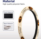 Cream Orange Western Steering Wheel Cover, Polyester Car Wheel Grip, Universal 15 Inch for Cars SUVs Trucks