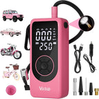 Tire Inflator Portable Air Compressor, 6000mAh Battery with Cigarette Lighter Adapter, 90W Fast Inflation, 6 Modes, Digital Display, Storage Bag & Handle, for Car Tires, Bike, Motorcycle, Ball