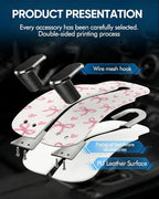 Purse Holder for Car, 2 Pack Heavy Duty Purse Hanger for Car, PU Leather Car Seat Hooks for Purses and Bags, Cute Pink Bow Headrest Organizer for Handbags & Backpacks