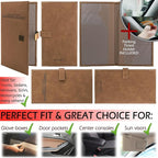 Registration and Insurance Card Holder - Car Organizer - Brown | Vehicle Glove Box Document Organizer, Auto Essential Paperwork Holder for Contact Information Cards, Interior Car Accessories