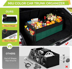 Large Trunk Organizer for SUV with 5 Compartments, Collapsible Car Organizer with Strong Handle and Non-Slip Bottom, Storage Organizer for Sedans, Van, Jeep, Grocery, Black Mixed Green