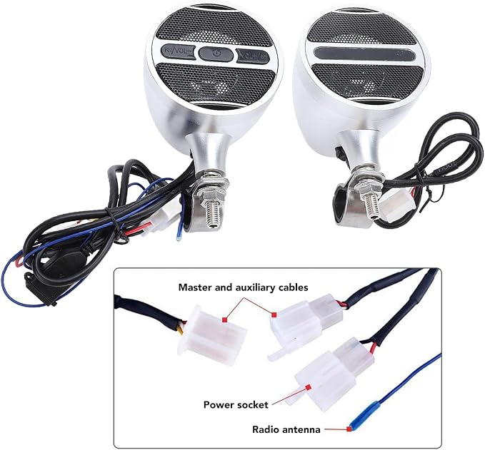 Motorcycle Speaker for ATV 3-inch Handlebar Sound System with Stereo FM Radio MP3 USB for Motorcycles and Electric Vehicles