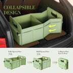 Trunk Organizer For Suv & Sedan,Car Organizers and Storage, Waterproof Collapsible & Adjustable Straps,70L Sturdy Car Organization for Car Accessories, Tools,Sundries,2-3Compartment（Green