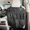 Car Seat Back Organizer – Heavy-Duty Kick Mat w/Mesh Storage Pockets, Bottle Hook – UV-Resistant Hardware – Waterproof Backseat Organizer for Kids & Pets – Fits SUVs, Trucks, Cars – Black