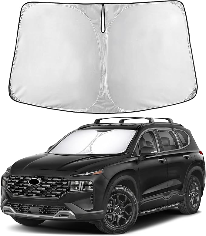 Windshield Sunshade Compatible for Hyundai Santafe 2019-2021 2022 2023, Sun Visor for Front Windshield & Window Sun Shade Cover, UV Heat Blocker & Protector, Car Accessories
