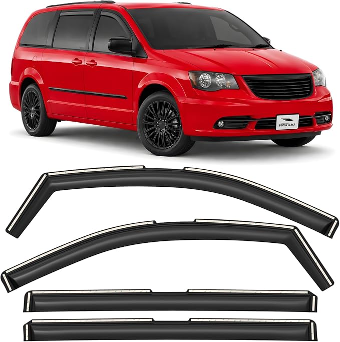 Voron Glass in-Channel Extra Durable Rain Guards for Chrysler Town and Country 2008-2016, Window Deflectors, Vent Window Visors, 4 Pieces - 200909