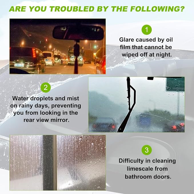 Automotive Oil Film Cleaning Brush,Car Glass Oil Film Cleaner Brush, Clear Vision Windshield Cleaner,Glass Coating Cleaner Board, Anti-Rain Fog, Improves Clarity and Safer Driving (2 Set)