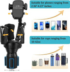 3-in-1 Car Cup Holder Expander with Adjustable Phone Mount – Universal Spill-Proof Bottle Holder & 360° Rotating Phone Stand for Large Drinks and Smartphones up to 4.1 Inches