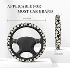 White Daisy Neoprene Steering Wheel Cover for Men Women Anti-Slip Elastic Steering Wheel Protective Cover 15in Universal Car Accessories Fit Cars, SUVs, Auto