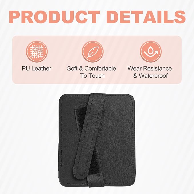Car Sun Visor Organizer 6.02" x 4.76" Leather Multi-Pocket Visor Card Sleeve Pocket Car Truck SUV Interior Storage Pouch for Driving License Credit Cards Bills Sunglasses, Black