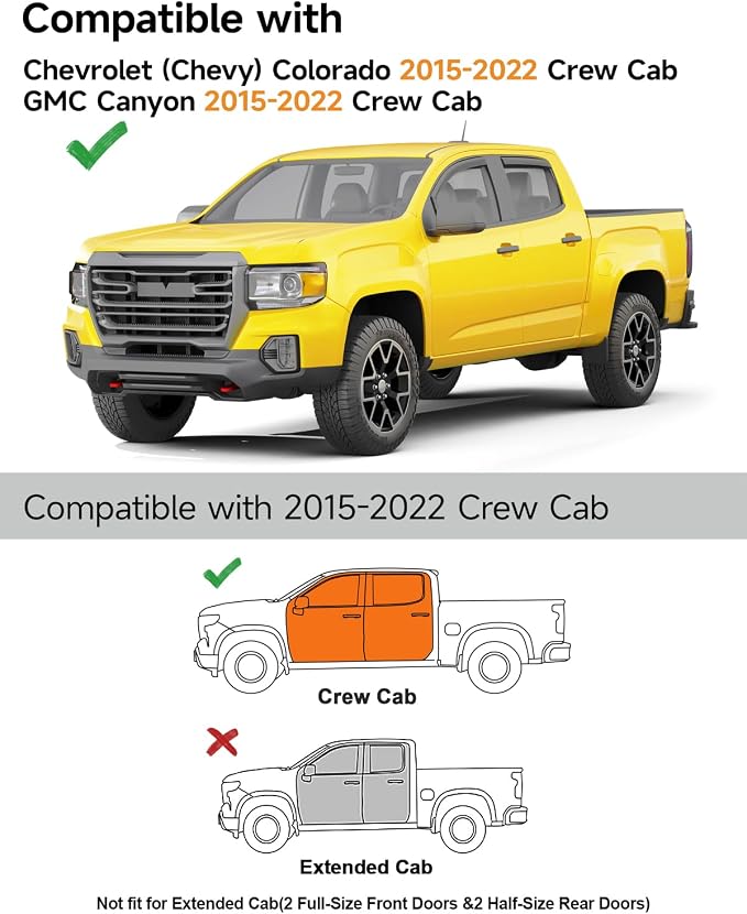 in-Channel Window Rain Guards Fit for Chevy Colorado/GMC Canyon 2015-2022 Crew Cab Extra Durable Window Deflectors Vent Visors Shades Car Accessories Visors Rain Guards -4 pcs
