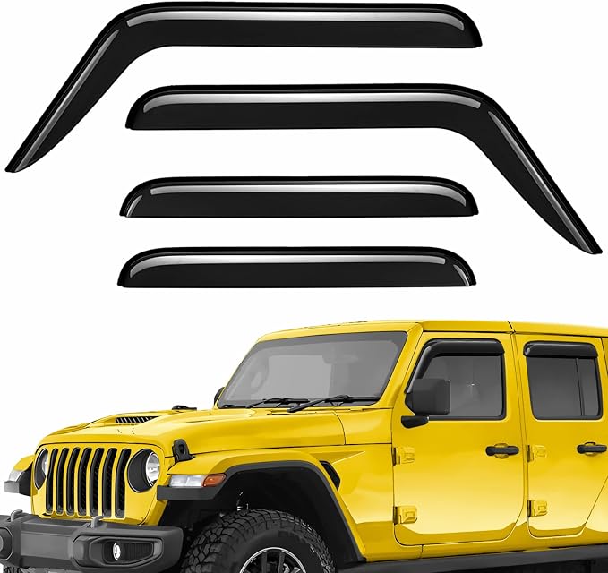 Extra Durable Window Deflectors Tape-On Window Visors Rain Guards Fit for Jeep Gladiator 2020-2026, Sun Visors, Wind Vent for Shades, Exterior Car Accessories - 4pcs. AG0545