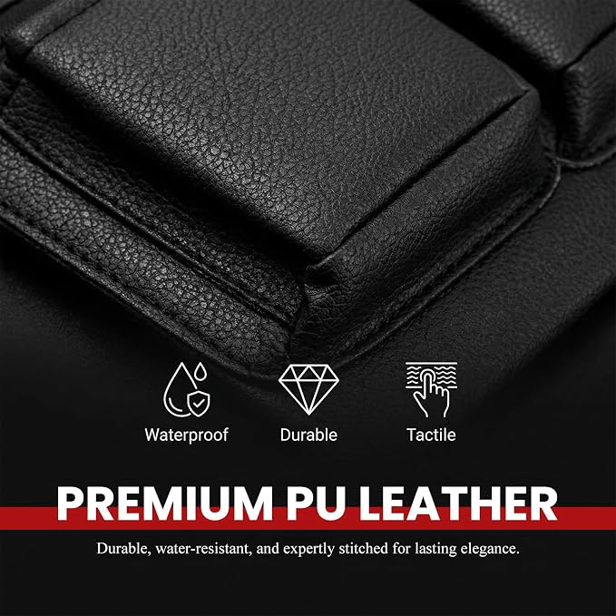 Car Door Side Storage Pocket, Leather Auto Window Armrest Pad with Multiple Pockets, Multi-Functional Door Storage Bag Elbow Rest Pad for Cars Trucks SUVs, Car Accessories