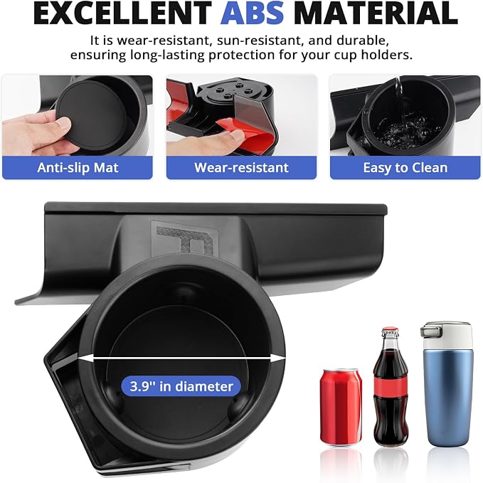 Car Door Cup Holder for 2021-2025 2026 Ford F-150 F150 Accessories Cup Holder Expander with Card Slot Anti-Shake&Noiseless Drink Holder Insert for Car Daily Driving
