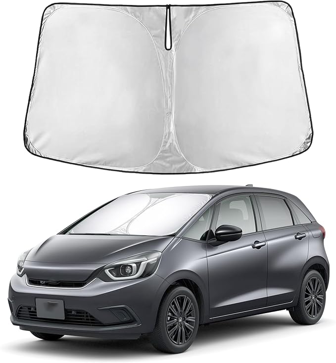 Windshield Sunshade Compatible for Honda Fit 2007-2022 2023 2024, Sun Visor for Front Windshield & Window Sun Shade Cover, UV Heat Blocker & Protector, Car Accessories