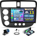 [8 Core 4G+64G] Car Stereo Radio for Honda Civic 2001-2005, 9” IPS 1280 * 720 Touchscreen Unit with Wireless Carplay Android Auto,Bluetooth-5.0 Mirror Link GPS WiFi 59-UI,32-EQ DSP SWC Rear Camera