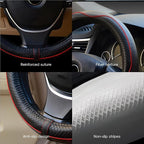 Microfiber Leather Steering Wheel Cover, Universal 14.5-15 Inch,Anti Slip,Heavy Duty, Thick,Soft,Breathable Car Interior Accessories for Men Women (Black with Red line)