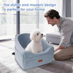 Dog Car Seat for Small & Medium Dogs, Detachable & Washable Booster Seat for Pets Up to 30lbs, Travel Bed with Storage Pockets and Safety Belt – Gray