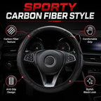 Car Steering Wheel Cover 15 inch, Microfiber PU Leather Elastic Steering Wheel Protector, Anti-Slip Breathable Car Interior Accessories for Most Cars (Black)