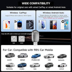 2-in-1 Wireless CarPlay Adapter & Android Auto for Apple iPhone, 2026 Upgrade Mini Bluetooth Dongle Convert Wired to Wireless, Plug & Play, USB A & Type C for 2016+ Cars, iOS 10+,Android 11+