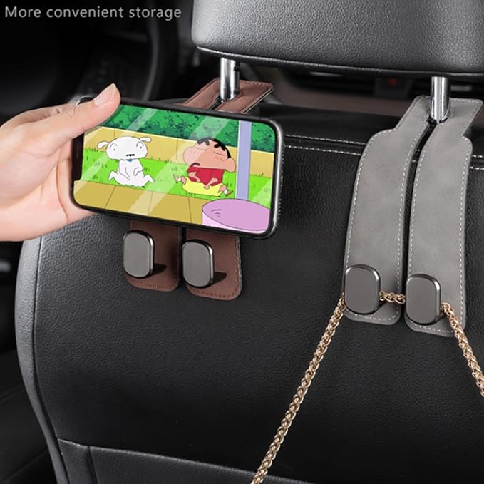 Amelity Car Headrest Hooks, Purse Hook for Vehicle 4 Pack Black | Universal Car Interior Accessories for Women, Available in 2/4 Pack, Storage Hanger Holds Purses, Backpacks, Grocery Bags