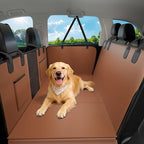 Hard Bottom Dog Car Seat Cover for Back Seat, 52"x65" Waterproof PU Leather Hammock with Side Flaps, Non-Slip Heavy Duty Protector for SUVs & Mid-Size Trucks, Supports Up to 450 lbs – Brown