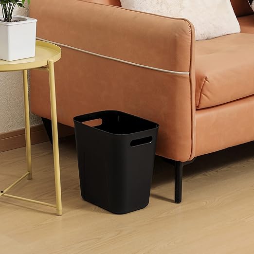 Plastic Small Bathroom Trash Can Wastebasket, 3.5 Gallon, Black, 3 Pack | Compact Sturdy Garbage Can for Bathroom, Laundry Room, Kitchen, Office, Kids Room, Dorm, Durable, Easy to Clean