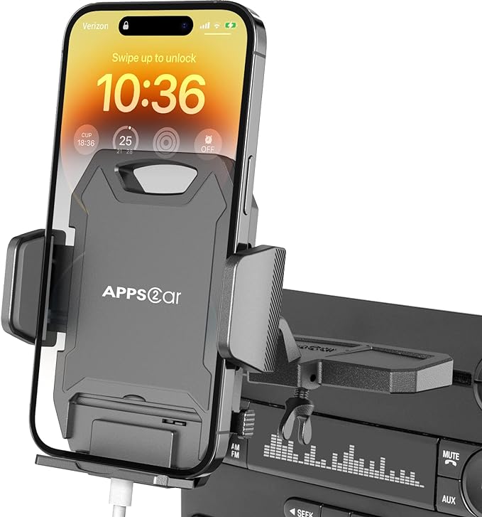 Sturdy CD Slot Phone Mount with One Hand Operation Design, Hands-Free Car Phone Holder Universally Compatible with All iPhone & Android Cell Phones, for Smartphone Mobile