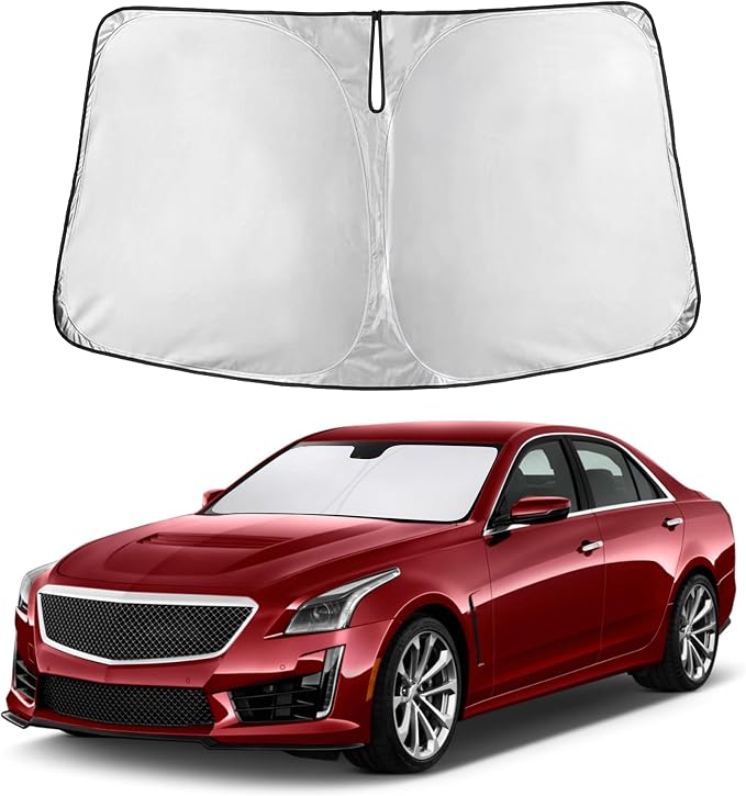 Windshield Sunshade Compatible for Cadillac CTS 2014-2017 2018 2019, Sun Visor for Front Windshield & Window Sun Shade Cover, UV Heat Blocker & Protector, Car Accessories