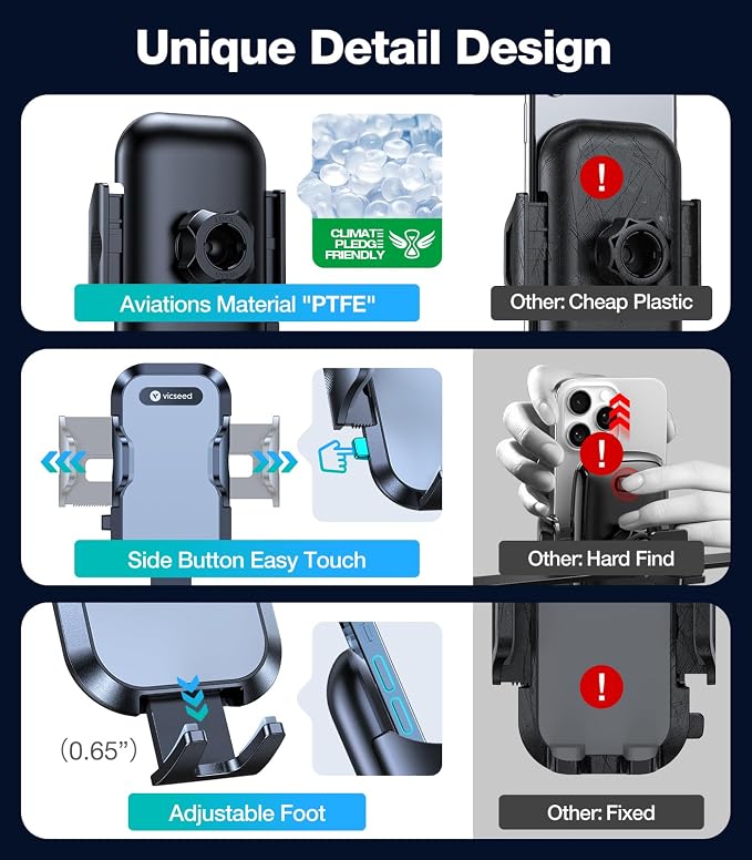 Upgrade Ultra Stable Car Phone Holder Mount【Double Lock Metal Clip】 Universal Air Vent Phone Mount,Mobile Cell Phone Holder for Your Car,for iPhone 17 Pro Max 16 and All Phone