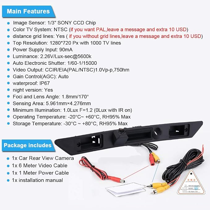 Super HD vehicle camera 1280x720 pixels 1000 TV line Car Parking Camera Night Vision Reverse Waterproof Trunk Handle back rear view camera for Audi A4 B6 B7 A3 A6 Avant Kombi S3 S6 A8 S8 RS4 RS6 A5 Q7