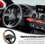 2PCS/Set Car Steering Wheel Cover, Leather Segmented Anti-Slip Automotive Wheel Protector, Soft Breathable Vehicle Steering Protection Covers, Universal Interior Accessories (Beige)