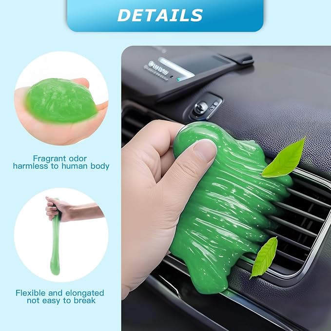 Car Cleaning Gel,Reusable Car Cleaning Putty for Interior Detailing, Car Cleaning Supplies, Auto Detailing Tools, Car Slime for Dust Removal, Car Accessories Interior, Car Cleaning Kit(Green, 0.8 OZ)
