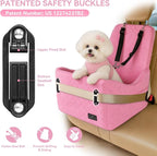 Dog Car Seat for Small/Medium Dogs Up to 35 lbs – Patented Safety System, 5" Memory Foam Pet Booster Car Seat, Fully Detachable and Washable Dog Carseat with 2 Storage Pockets (Pink)