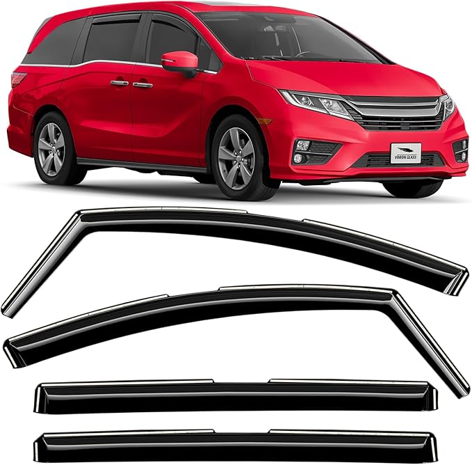 Voron Glass in-Channel Extra Durable Rain Guards for Honda Odyssey 2018-2026, Window Deflectors, Vent Window Visors, 4 Pieces - 200262