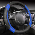 Line Rider Microfiber 14 Inch Leather Sporty Steering Wheel Cover Universal Fits for Truck,SUV,Cars, Anti-Slip Safety Comfortable Desgin (Black-Blue)