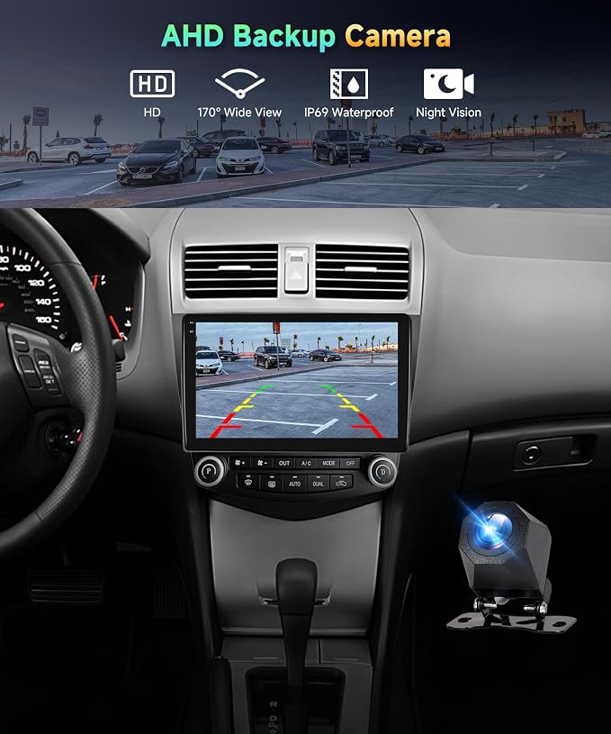 4G+128G Car Radio for Honda Accord 7th 2003-2007 Stereo 10.1 inch in-Cell Screen Full Touchscreen Wireless CarPlay/Android Auto Android 15 Bluetooth DSP FM/RDS GPS WiFi SWC AHD Backup Camera