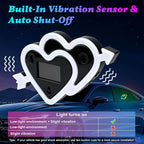Solar Heart Car Window Light LED Heart-Shaped Ambient Lights 8 Modes 1PC | USB + Solar Assist Power, Color Changing 8 Modes Cupid's Heart-shaped Lights, Rainbow Window Decorative Suction Cup Install