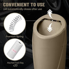 Car Trash Can Bin with Lid - Car Garbage Can Cup Holder - Beige Mini Leakproof Vehicle Trash Garbage Can Bin with 20pcs Trash Bags-Car Organizers and Storage for Front Back Seat Accessories