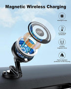 Magnetic Wireless Car Mount Charger, 15W Fast Charging for MagSafe Car Mount,Magnetic Car Phone Holder Mount, Car Cell Phone Holder Fit iPhone 17 16 15 14 13 12 All Smartphones