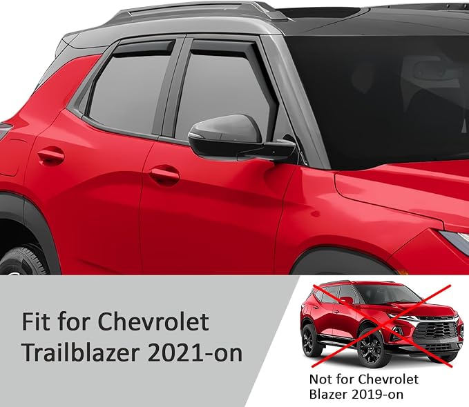 Voron Glass in-Channel Extra Durable Rain Guards for Chevrolet (Chevy) Trailblazer 2021-2026, Window Deflectors, Vent Window Visors, 4 Pieces - 200826