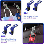 Bling Car Seat Headrest Hooks, 4PCS Crystal Rhinestone Vehicle Back Seat Hanger Holder for Handbags Purses Coats, Automotive Headrest Storage Organizer, Universal for RV SUV Truck (Blue)