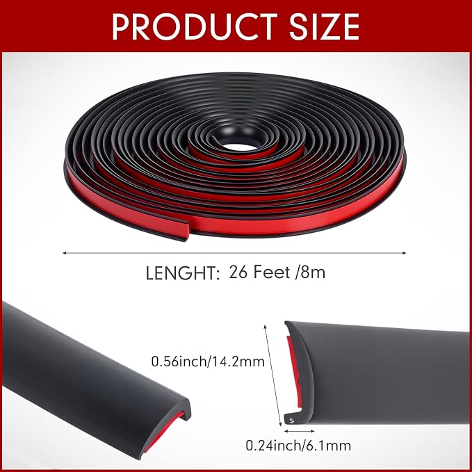 26ft Car Door Edge Trim Guards with Tape L Shaped Lip Guard Trims Molding Kit Doors Black Rubber Automotive Seal Doors Edge Protector for Cars Fender Camper Canopies Mirror Edges Running Board